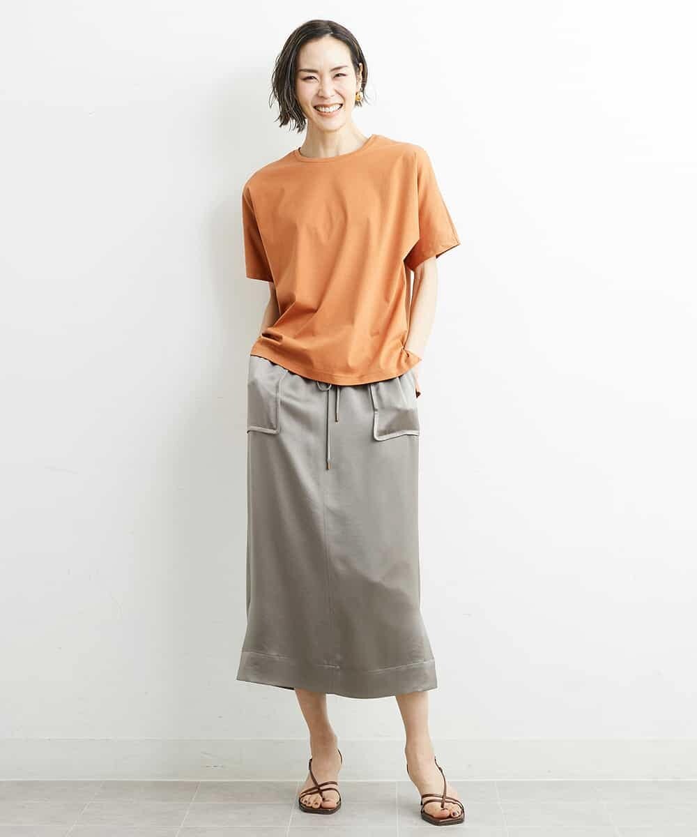 FMKHS64140 MICHEL KLEIN(ミッシェルクラン) [夏の1枚着におすすめ]ドルマンスリーブカットソー グリーン(30)