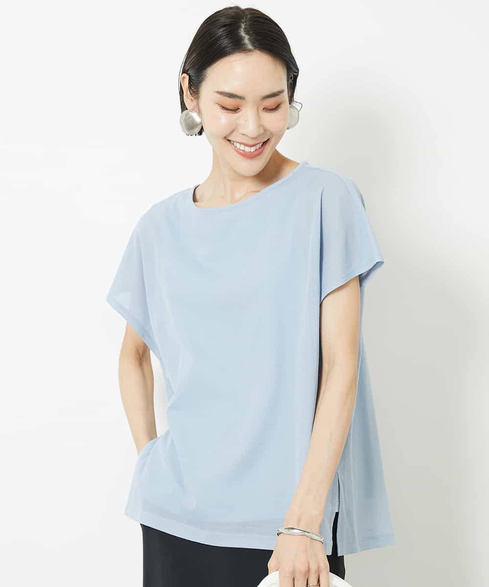 FMKHV28170 MICHEL KLEIN(ミッシェルクラン) [夏の1枚着におすすめ]フレンチスリーブシアーカットソー ライムイエロー(30)