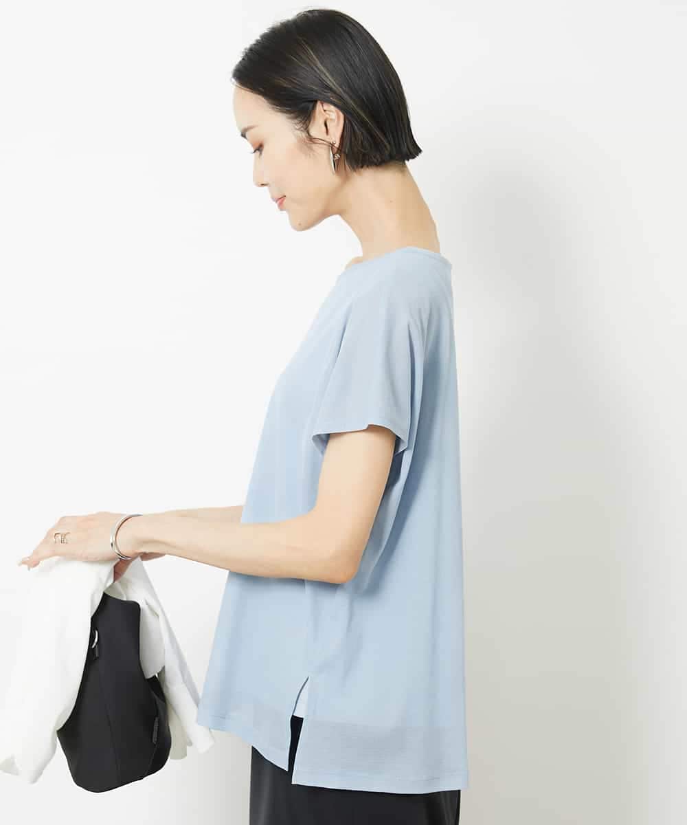 FMKHV28170 MICHEL KLEIN(ミッシェルクラン) [夏の1枚着におすすめ]フレンチスリーブシアーカットソー ライムイエロー(30)