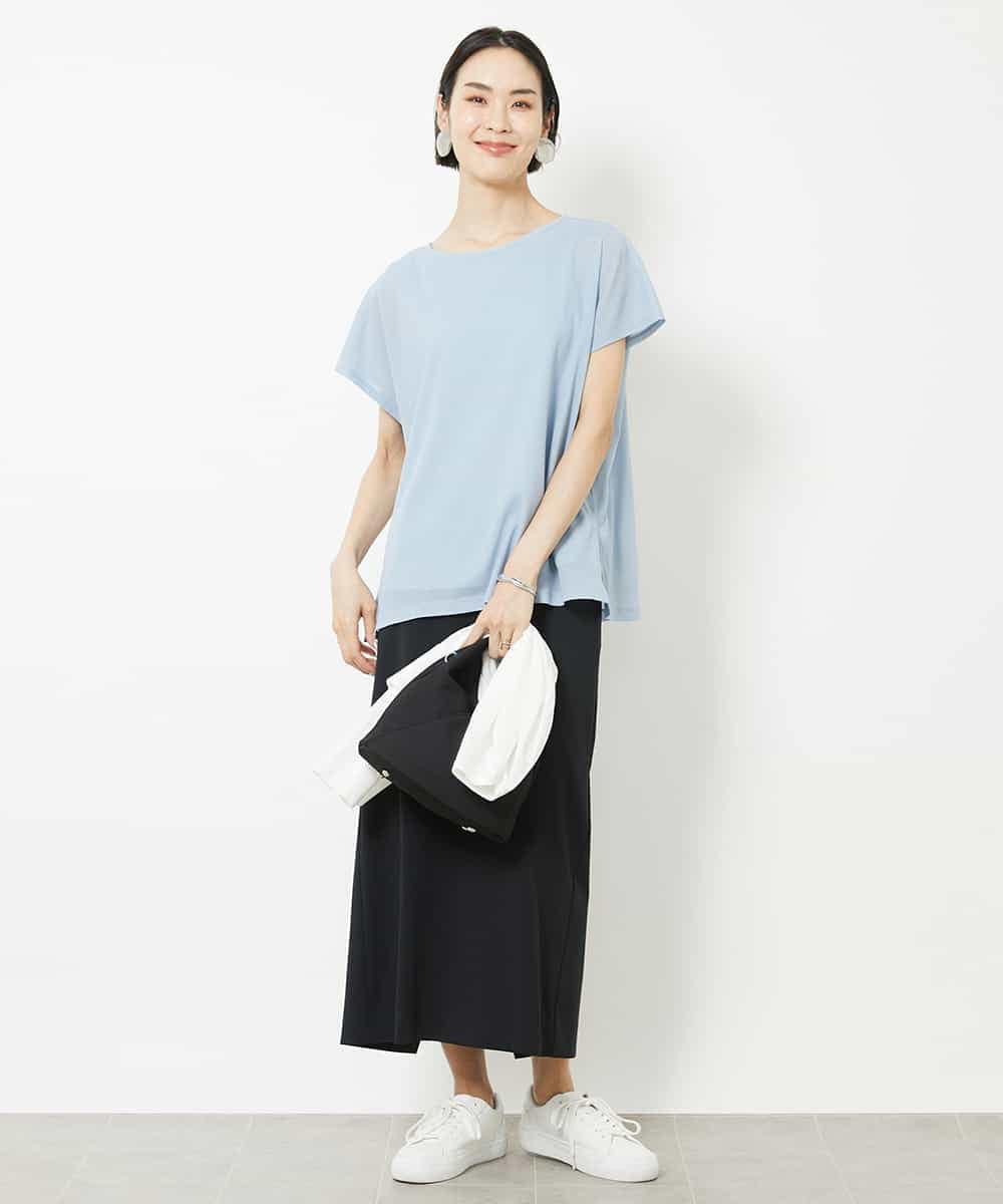 FMKHV28170 MICHEL KLEIN(ミッシェルクラン) [夏の1枚着におすすめ]フレンチスリーブシアーカットソー ライムイエロー(30)