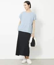 FMKHV28170 MICHEL KLEIN(ミッシェルクラン) [夏の1枚着におすすめ]フレンチスリーブシアーカットソー ライムイエロー(30)
