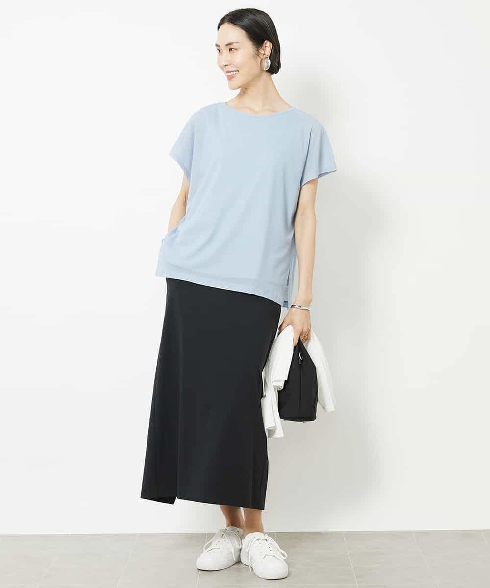 FMKHV28170 MICHEL KLEIN(ミッシェルクラン) [夏の1枚着におすすめ]フレンチスリーブシアーカットソー ライムイエロー(30)