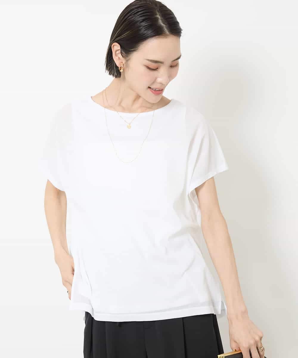 FMKHV28170 MICHEL KLEIN(ミッシェルクラン) [夏の1枚着におすすめ]フレンチスリーブシアーカットソー ライムイエロー(30)