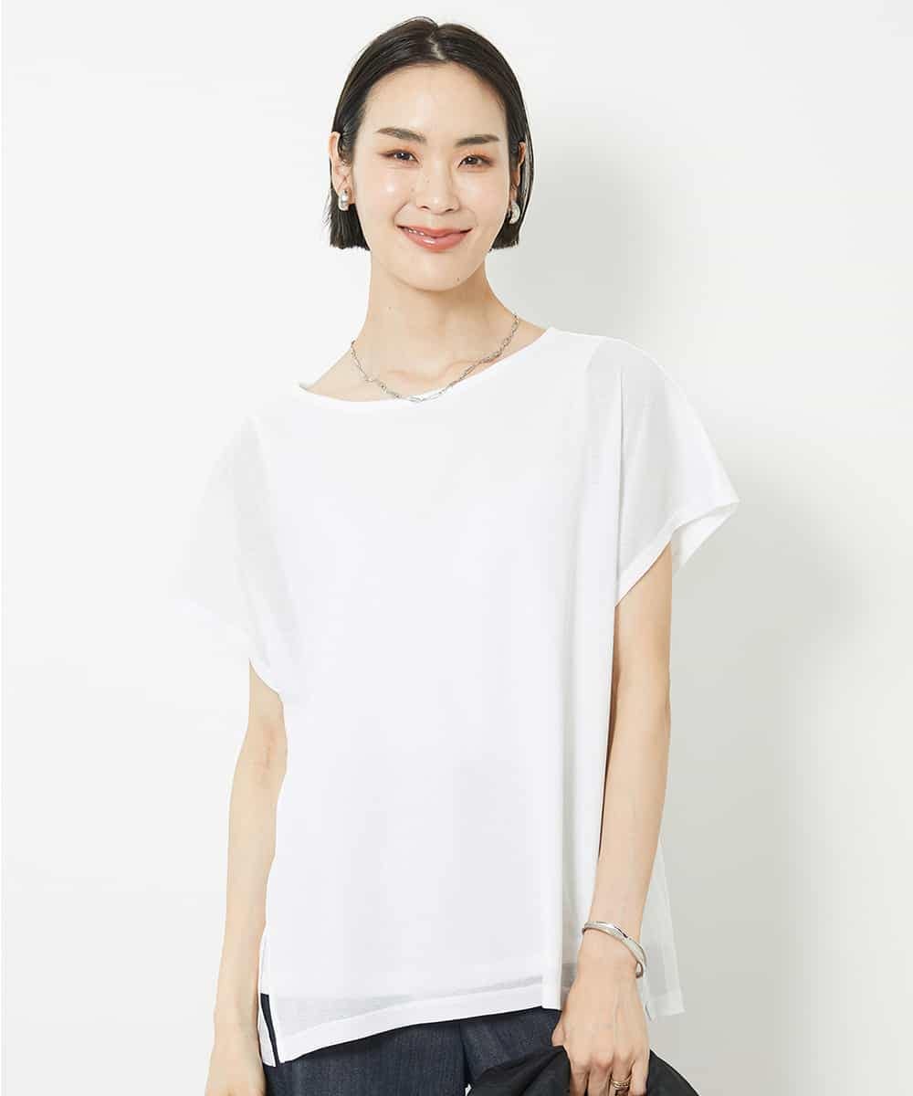 FMKHV28170 MICHEL KLEIN(ミッシェルクラン) [夏の1枚着におすすめ]フレンチスリーブシアーカットソー ライムイエロー(30)