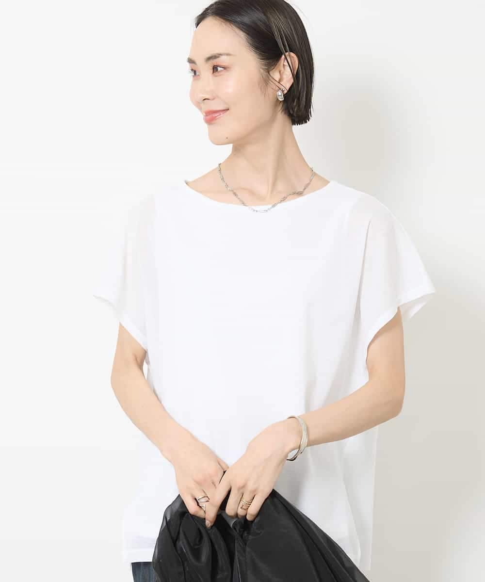 FMKHV28170 MICHEL KLEIN(ミッシェルクラン) [夏の1枚着におすすめ]フレンチスリーブシアーカットソー ライムイエロー(30)