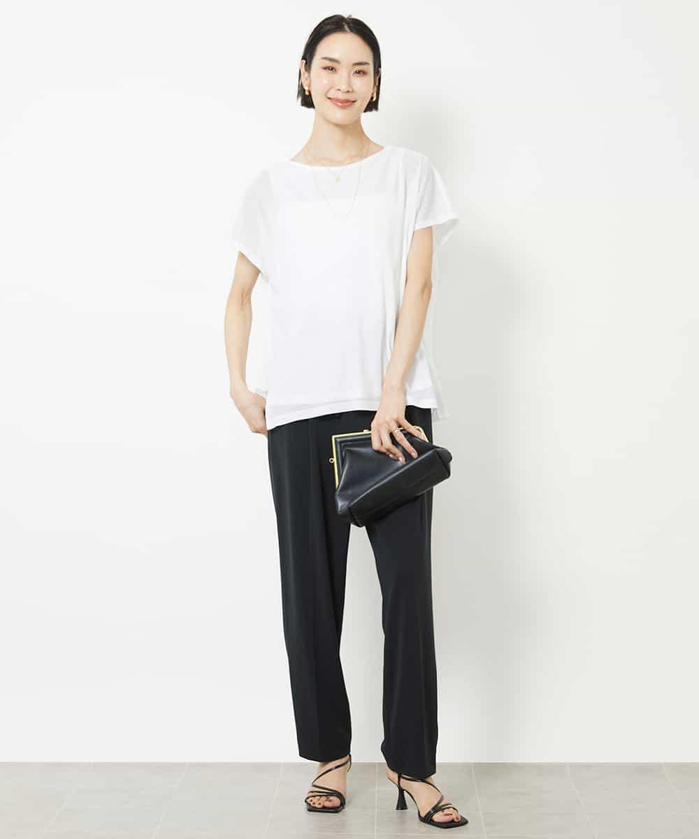 FMKHV28170 MICHEL KLEIN(ミッシェルクラン) [夏の1枚着におすすめ]フレンチスリーブシアーカットソー ライムイエロー(30)