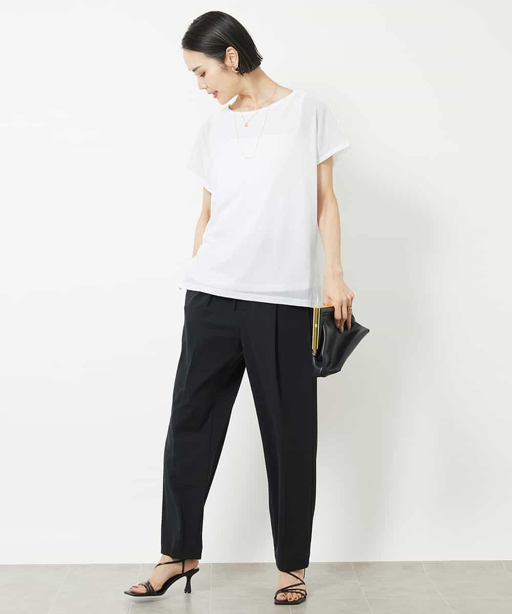 FMKHV28170 MICHEL KLEIN(ミッシェルクラン) [夏の1枚着におすすめ]フレンチスリーブシアーカットソー ライムイエロー(30)