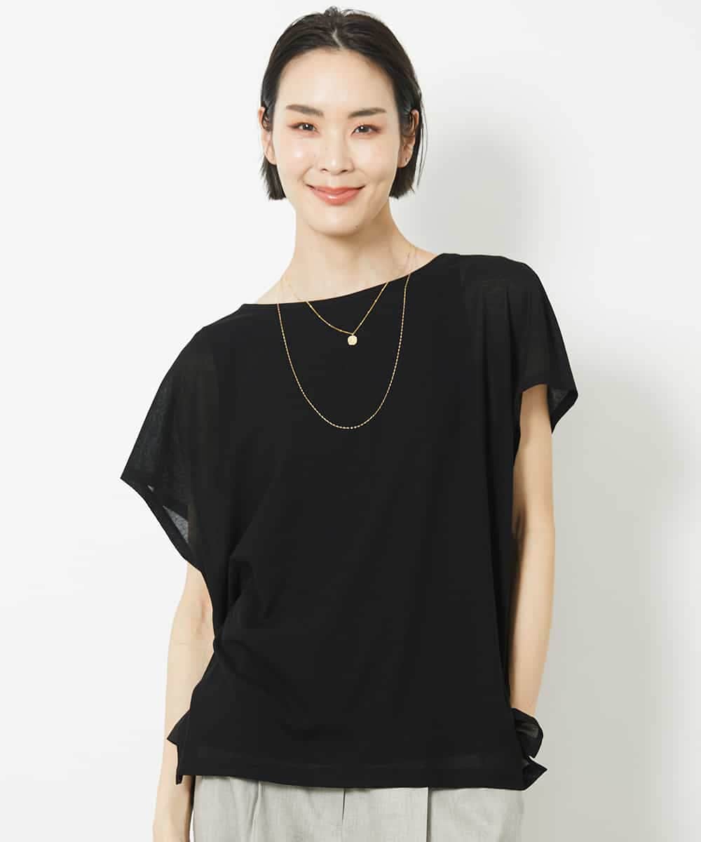 FMKHV28170 MICHEL KLEIN(ミッシェルクラン) [夏の1枚着におすすめ]フレンチスリーブシアーカットソー ライムイエロー(30)