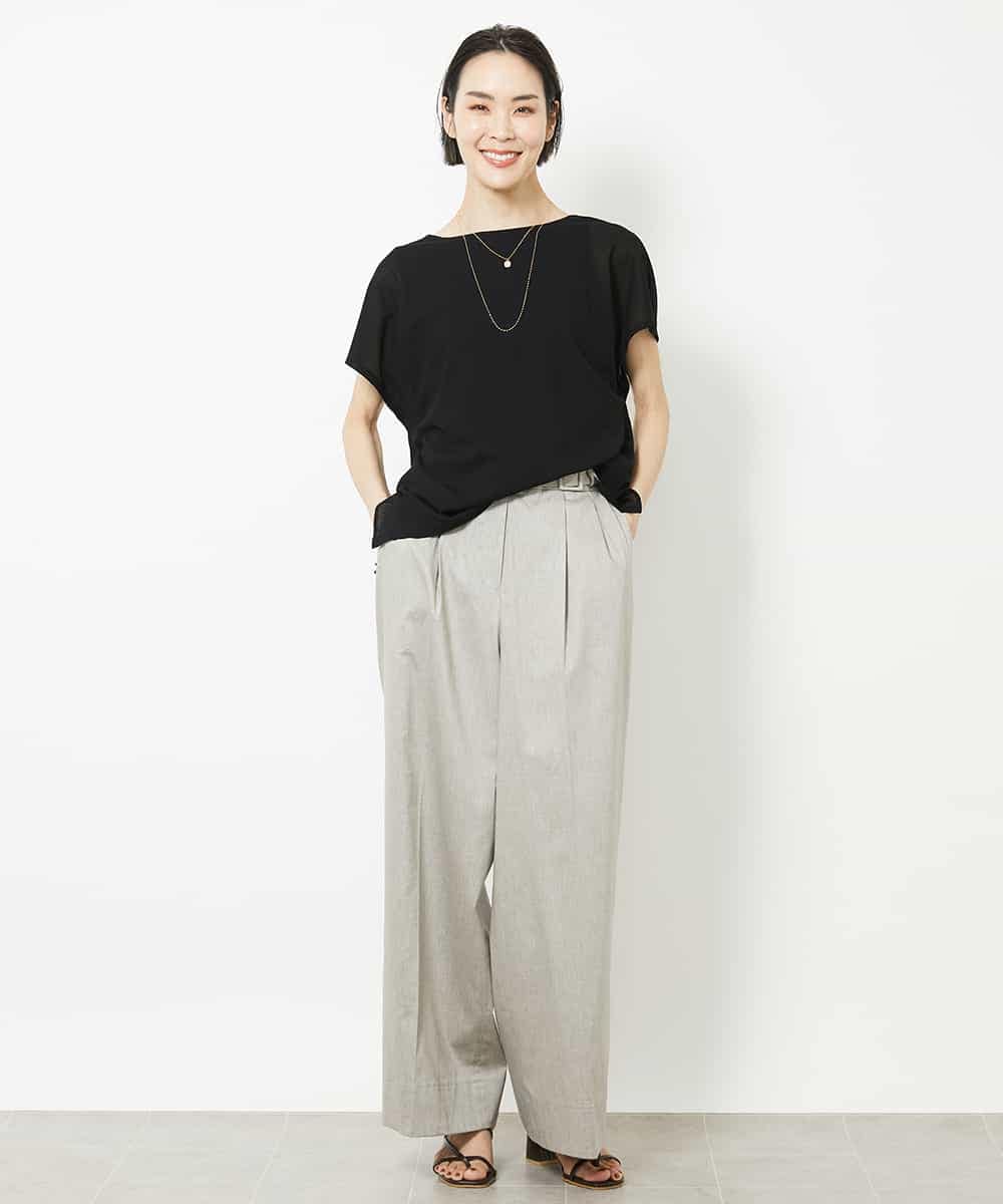 FMKHV28170 MICHEL KLEIN(ミッシェルクラン) [夏の1枚着におすすめ]フレンチスリーブシアーカットソー ライムイエロー(30)
