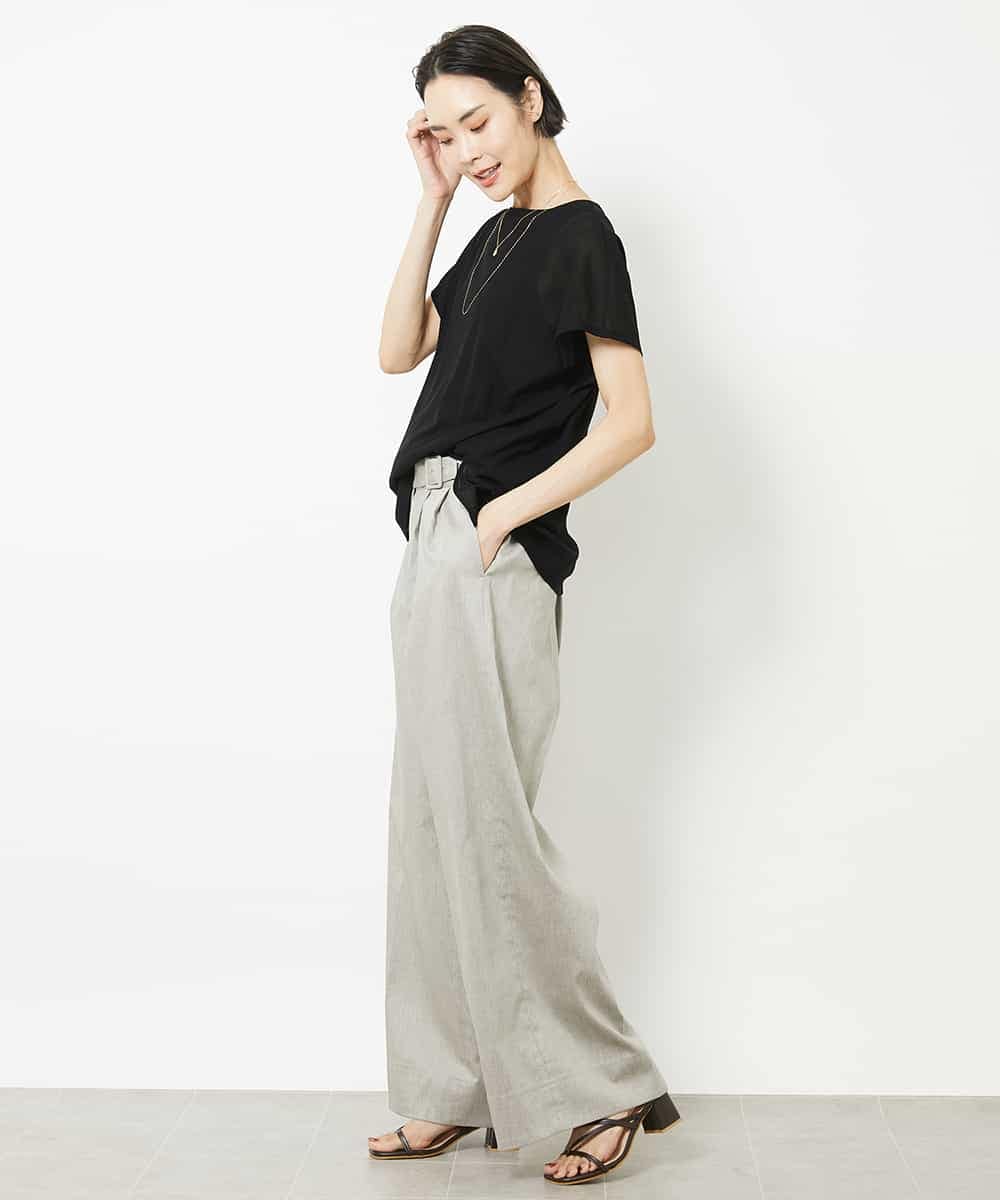 FMKHV28170 MICHEL KLEIN(ミッシェルクラン) [夏の1枚着におすすめ]フレンチスリーブシアーカットソー ライムイエロー(30)