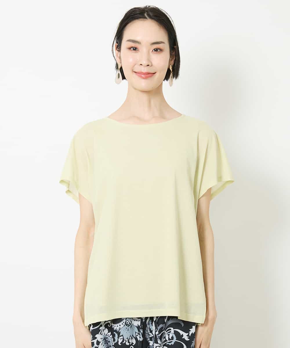FMKHV28170 MICHEL KLEIN(ミッシェルクラン) [夏の1枚着におすすめ]フレンチスリーブシアーカットソー ライムイエロー(30)
