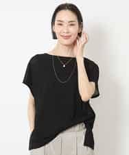 FMKHV28170 MICHEL KLEIN(ミッシェルクラン) [夏の1枚着におすすめ]フレンチスリーブシアーカットソー ブラック(94)