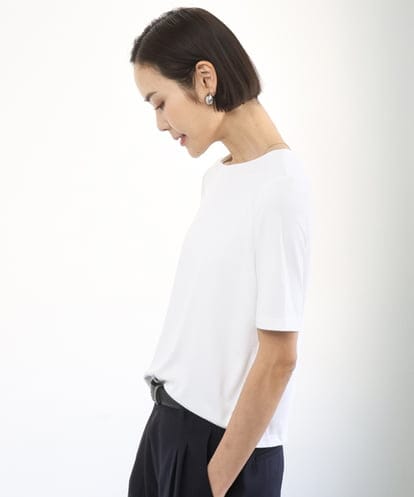 FMKID20150 MICHEL KLEIN [遮熱効果素材]ステッチレス五分袖プルオーバー