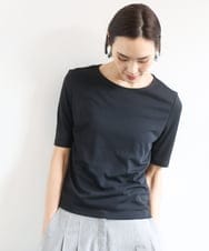 FMKID20150 MICHEL KLEIN(ミッシェルクラン) [遮熱効果素材]ステッチレス五分袖プルオーバー ブラック
