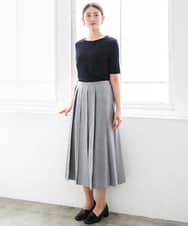 FMKID20150 MICHEL KLEIN(ミッシェルクラン) [遮熱効果素材]ステッチレス五分袖プルオーバー ブラック