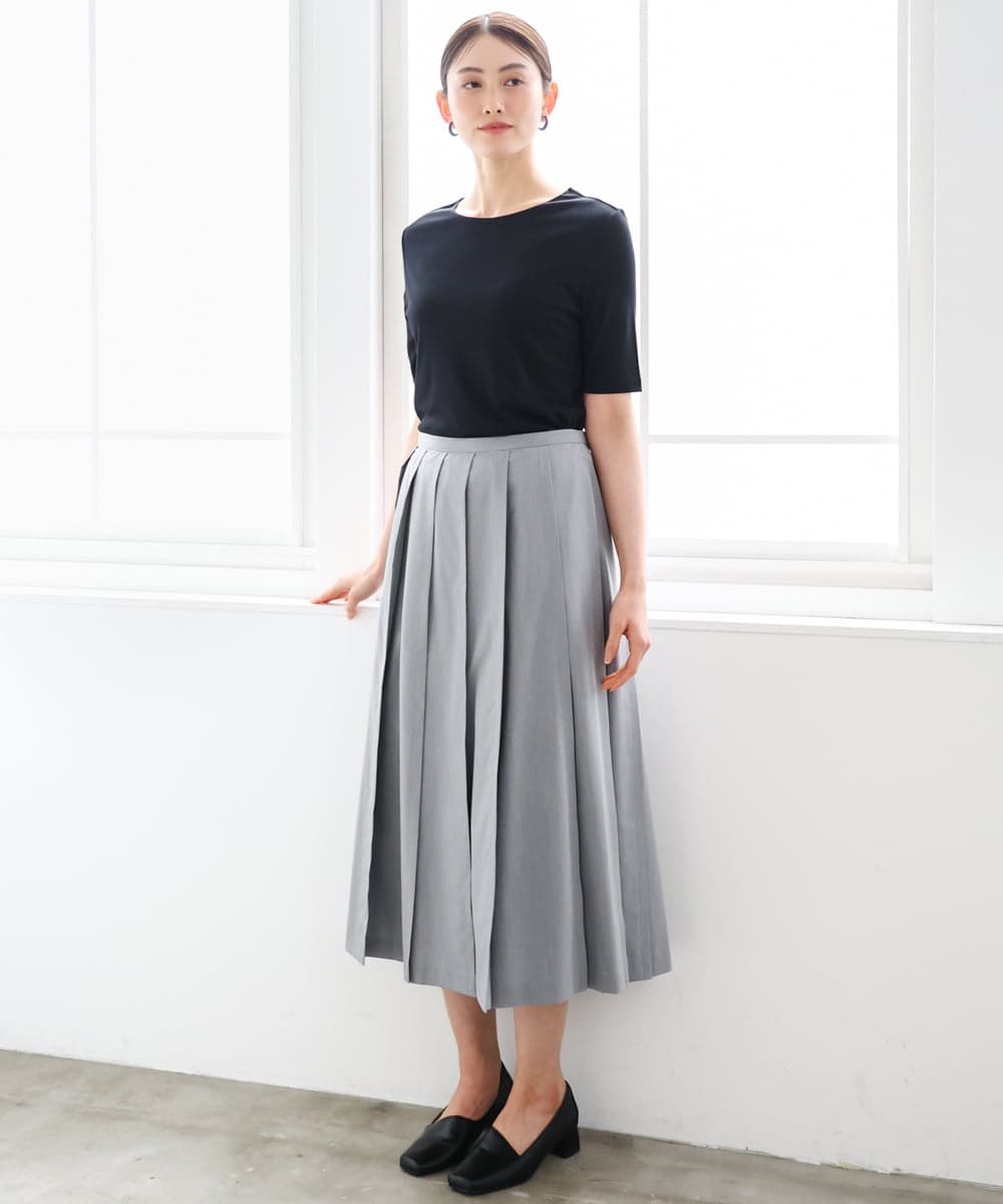 FMKID20150 MICHEL KLEIN(ミッシェルクラン) [遮熱効果素材]ステッチレス五分袖プルオーバー ブラック