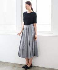 FMKID20150 MICHEL KLEIN(ミッシェルクラン) [遮熱効果素材]ステッチレス五分袖プルオーバー ブラック