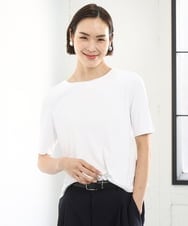 FMKID20150 MICHEL KLEIN(ミッシェルクラン) [遮熱効果素材]ステッチレス五分袖プルオーバー ブラック