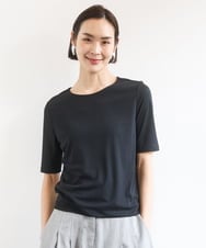 FMKID20150 MICHEL KLEIN(ミッシェルクラン) [遮熱効果素材]ステッチレス五分袖プルオーバー ブラック