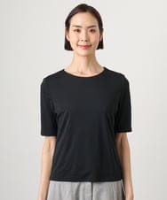 FMKID20150 MICHEL KLEIN(ミッシェルクラン) [遮熱効果素材]ステッチレス五分袖プルオーバー ブラック
