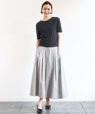 FMKID20150 MICHEL KLEIN(ミッシェルクラン) [遮熱効果素材]ステッチレス五分袖プルオーバー ブラック