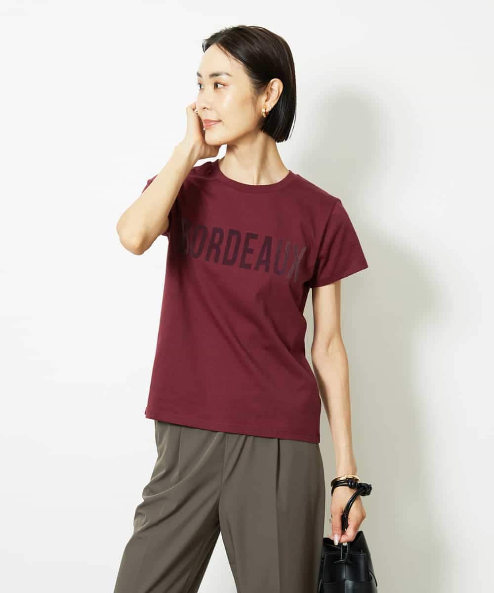 FMKJA01120 MICHEL KLEIN(ミッシェルクラン) フロッキーロゴTシャツ ボルドー