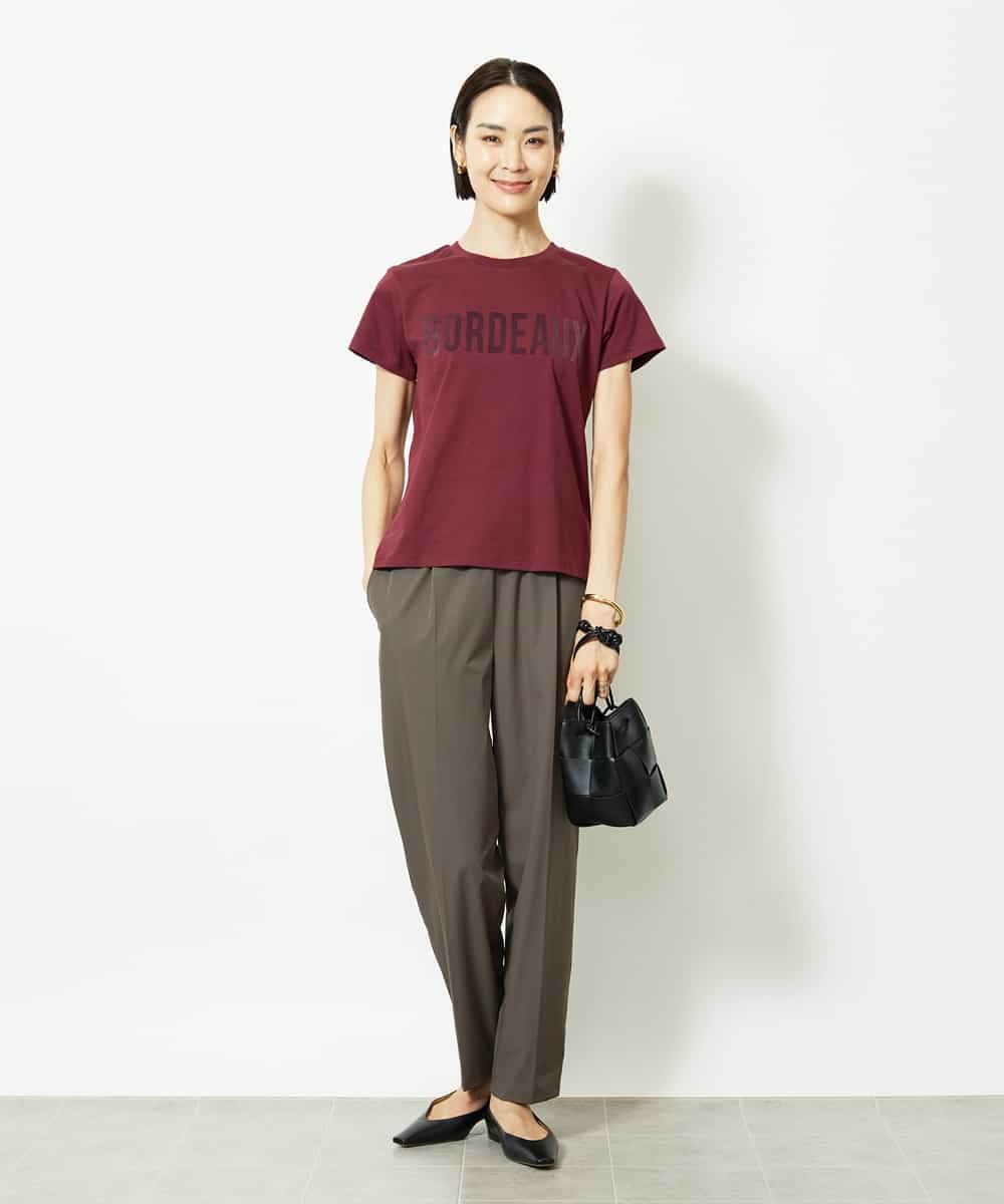 FMKJA01120 MICHEL KLEIN(ミッシェルクラン) フロッキーロゴTシャツ ボルドー
