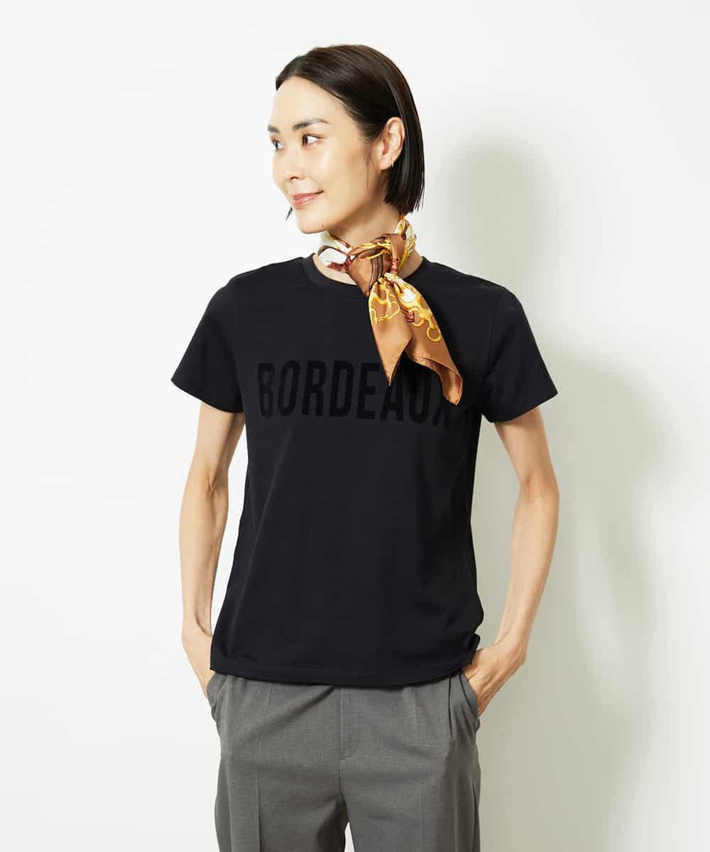FMKJA01120 MICHEL KLEIN(ミッシェルクラン) フロッキーロゴTシャツ ボルドー