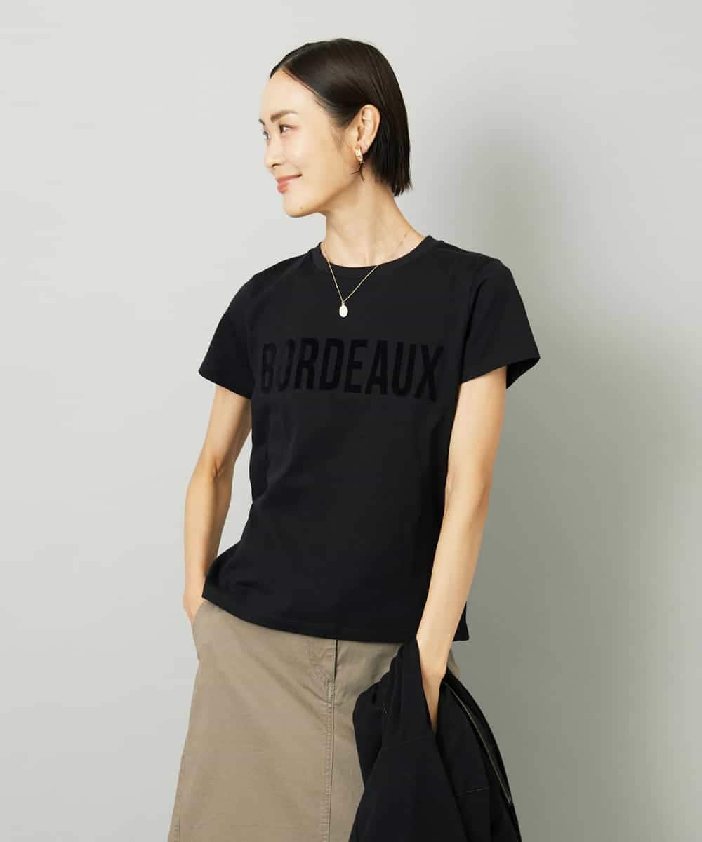 FMKJA01120 MICHEL KLEIN(ミッシェルクラン) フロッキーロゴTシャツ ボルドー