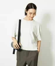 FMKJA02150 MICHEL KLEIN(ミッシェルクラン) イニシャル刺繍Ｔシャツ(無地） ライトグレー