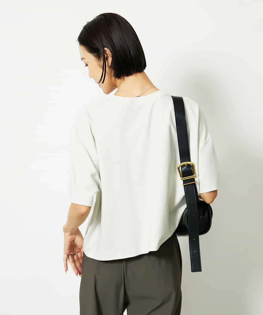 FMKJA02150 MICHEL KLEIN(ミッシェルクラン) イニシャル刺繍Ｔシャツ(無地） ライトグレー