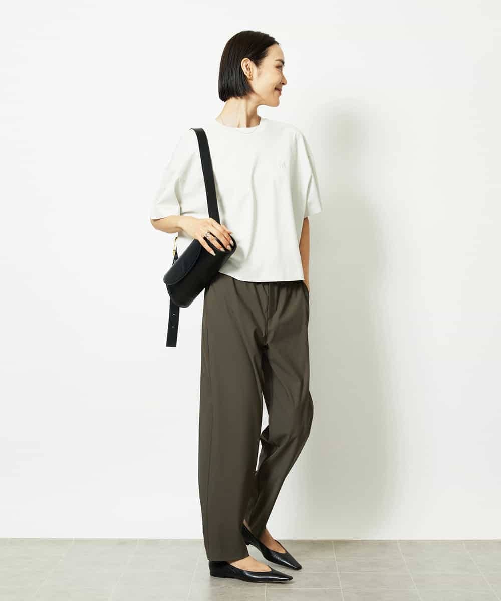 FMKJA02150 MICHEL KLEIN(ミッシェルクラン) イニシャル刺繍Ｔシャツ(無地） ライトグレー