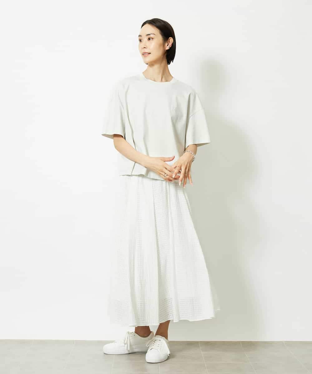 FMKJA02150 MICHEL KLEIN(ミッシェルクラン) イニシャル刺繍Ｔシャツ(無地） ライトグレー