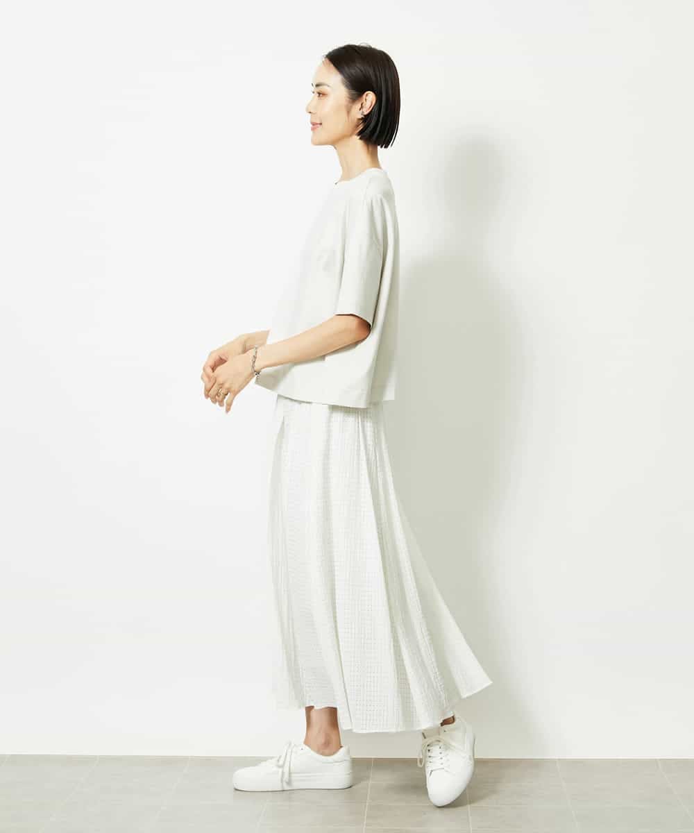 FMKJA02150 MICHEL KLEIN(ミッシェルクラン) イニシャル刺繍Ｔシャツ(無地） ライトグレー