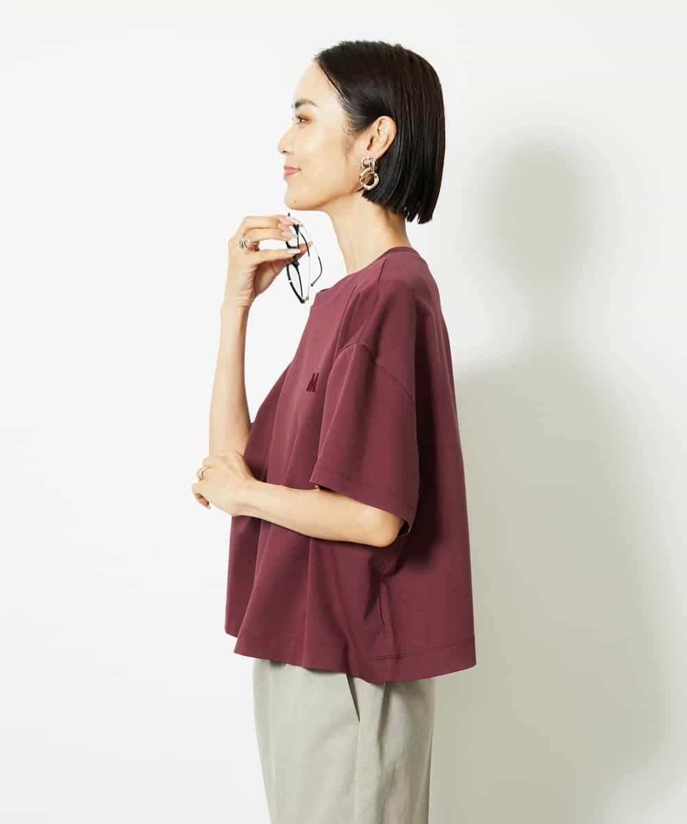FMKJA02150 MICHEL KLEIN(ミッシェルクラン) イニシャル刺繍Ｔシャツ(無地） ライトグレー