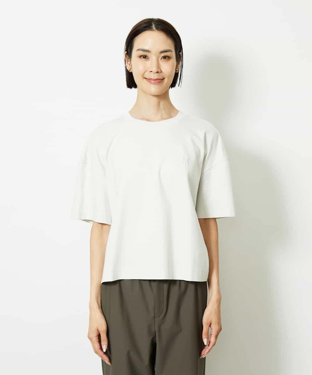 FMKJA02150 MICHEL KLEIN(ミッシェルクラン) イニシャル刺繍Ｔシャツ(無地） ライトグレー