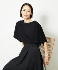 FMKJA03160 MICHEL KLEIN(ミッシェルクラン) ケープスリーブカットソー ブラック