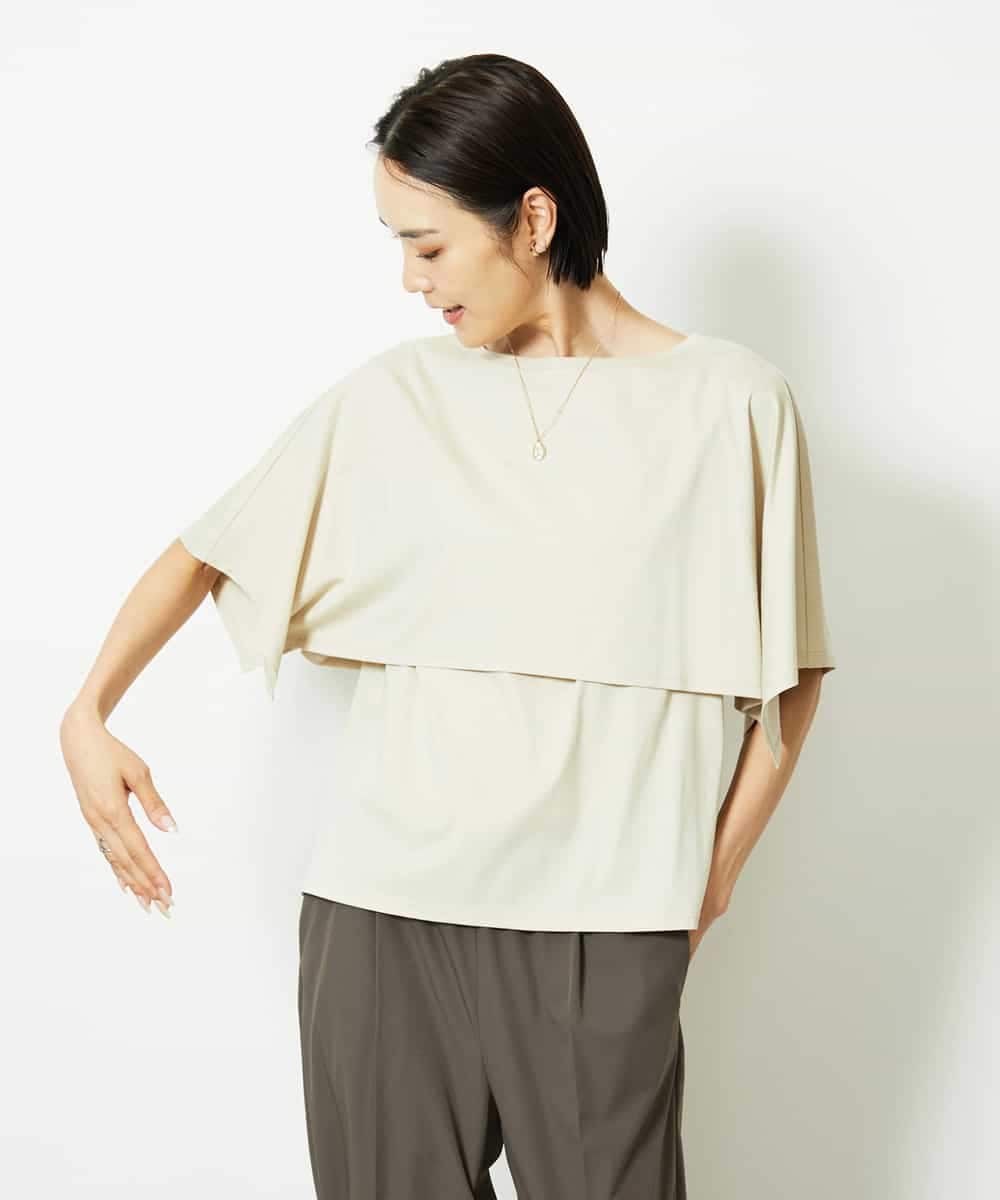 FMKJA03160 MICHEL KLEIN(ミッシェルクラン) ケープスリーブカットソー ライトイエロー