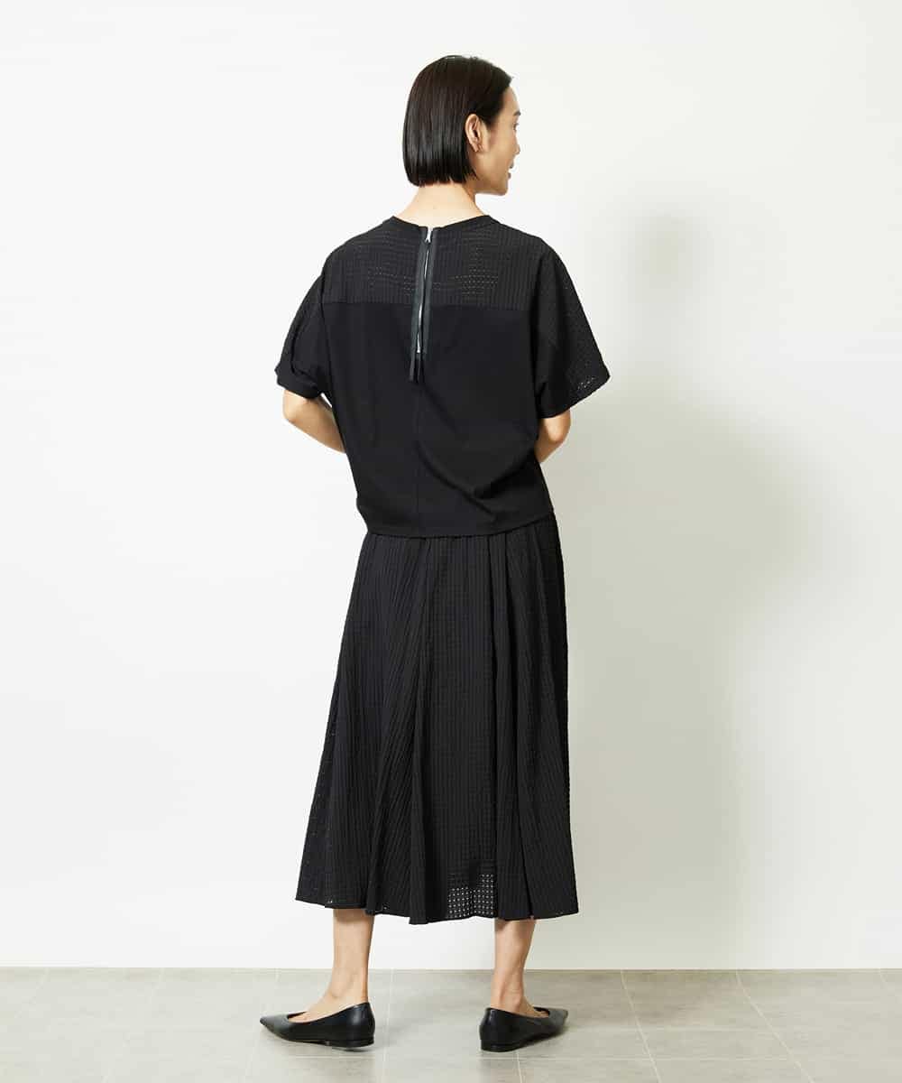 FMKJA05180 MICHEL KLEIN(ミッシェルクラン) [セットアップ対応]トリオシアーチェックカットソー ブラック
