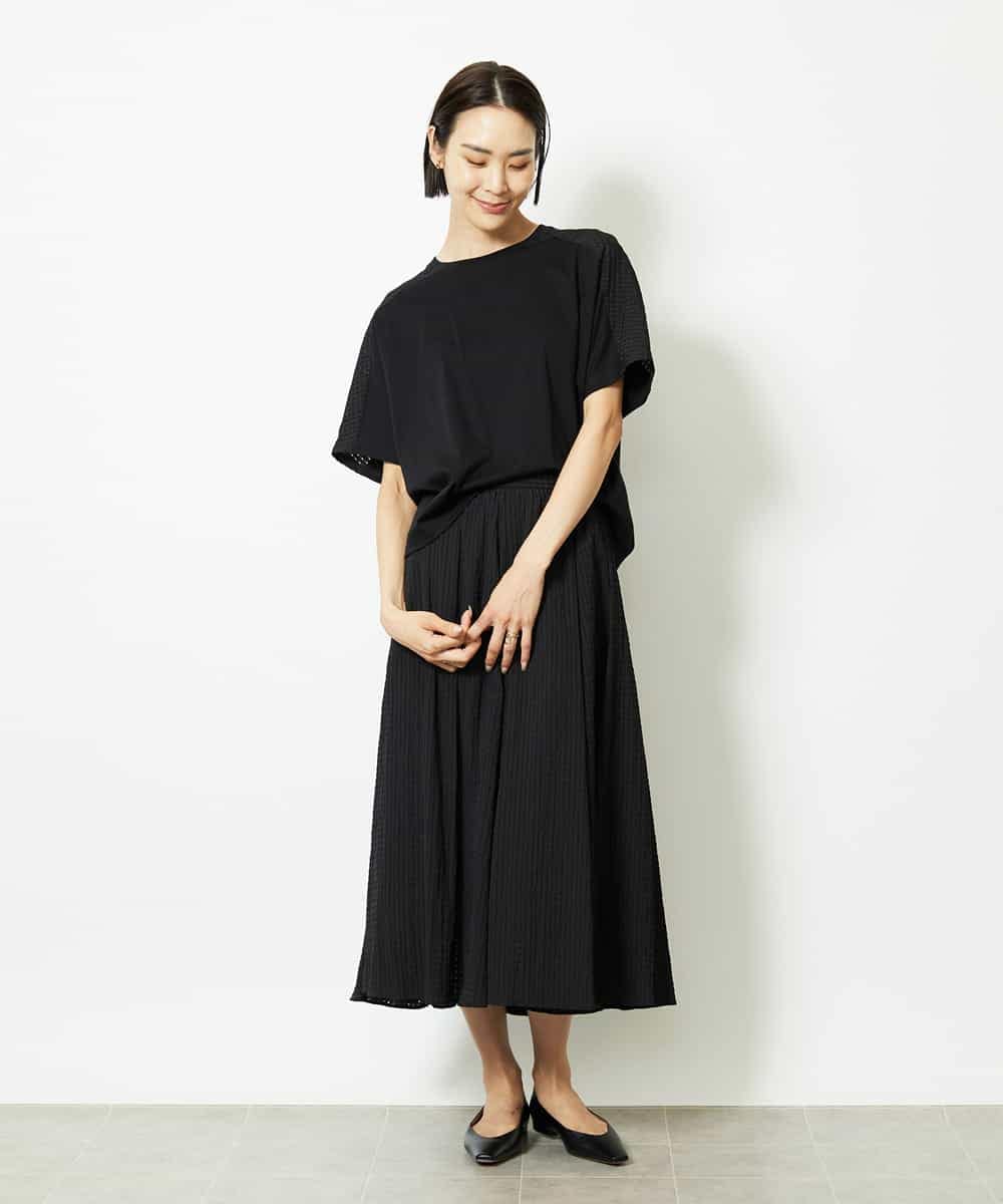 FMKJA05180 MICHEL KLEIN(ミッシェルクラン) [セットアップ対応]トリオシアーチェックカットソー ブラック
