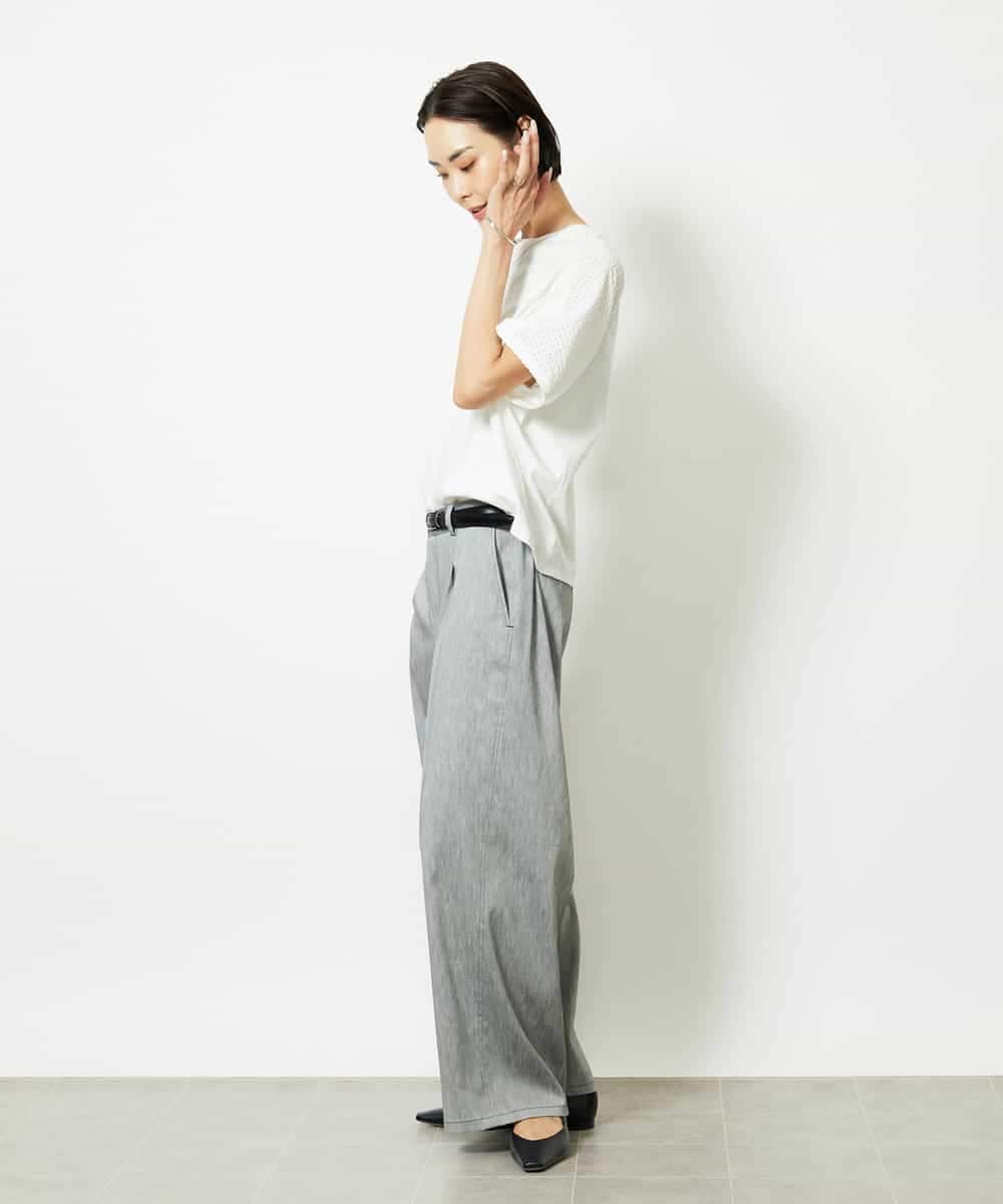 FMKJA05180 MICHEL KLEIN(ミッシェルクラン) [セットアップ対応]トリオシアーチェックカットソー ブラック