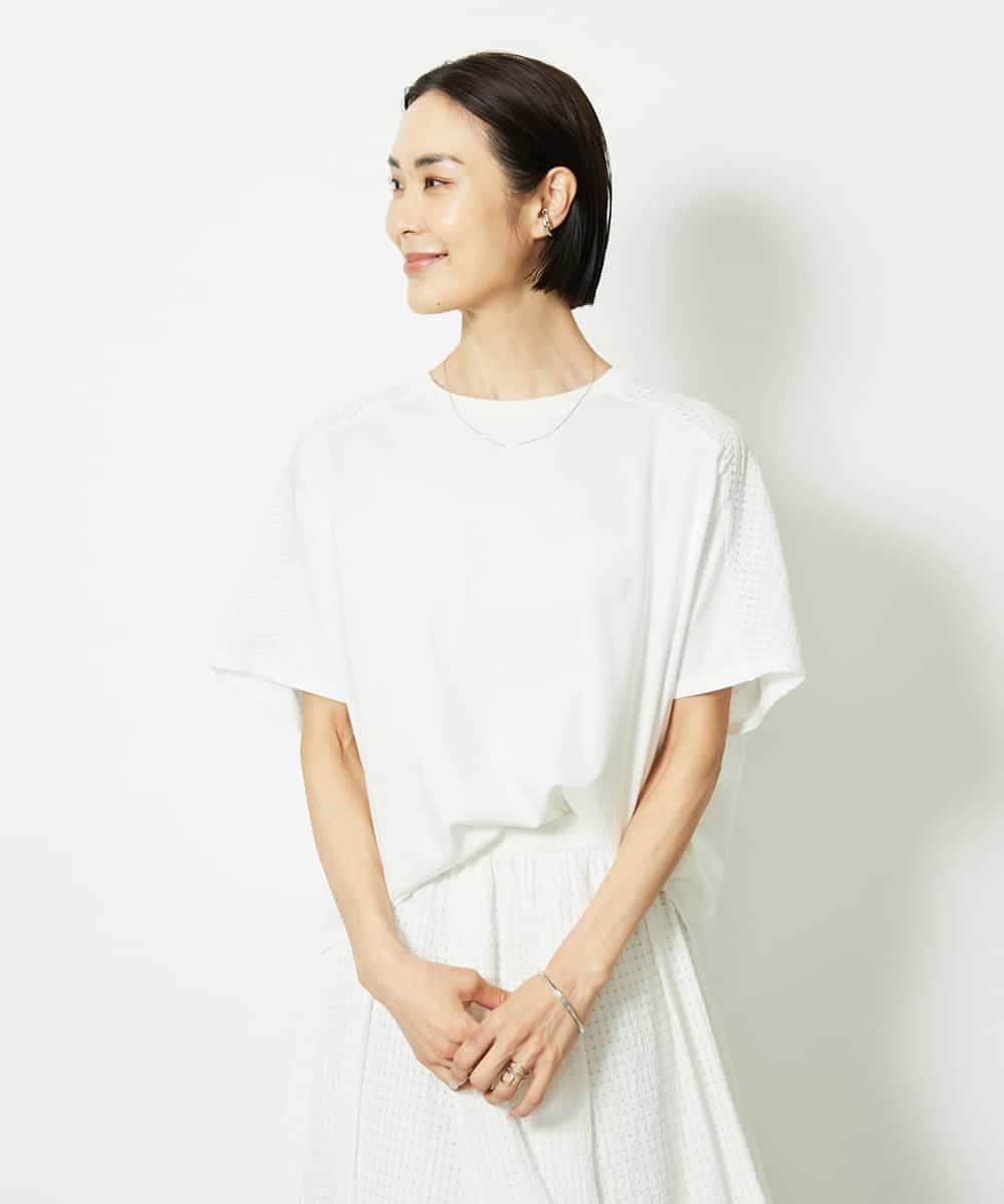 FMKJA05180 MICHEL KLEIN(ミッシェルクラン) [セットアップ対応]トリオシアーチェックカットソー ブラック
