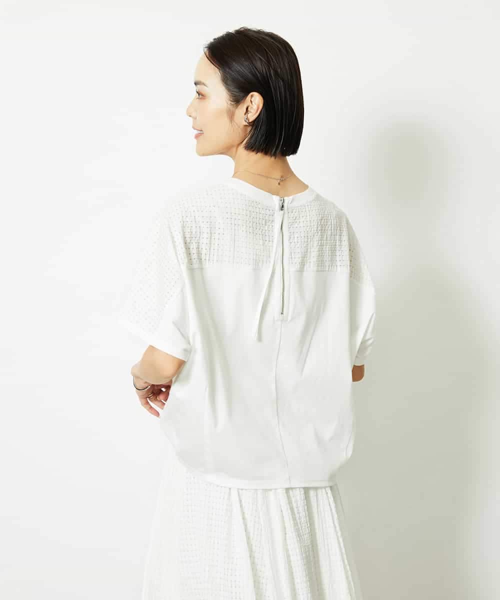 FMKJA05180 MICHEL KLEIN(ミッシェルクラン) [セットアップ対応]トリオシアーチェックカットソー ブラック