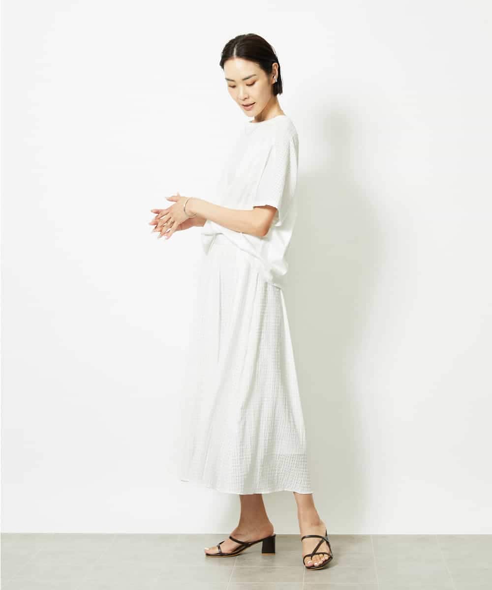 FMKJA05180 MICHEL KLEIN(ミッシェルクラン) [セットアップ対応]トリオシアーチェックカットソー ブラック