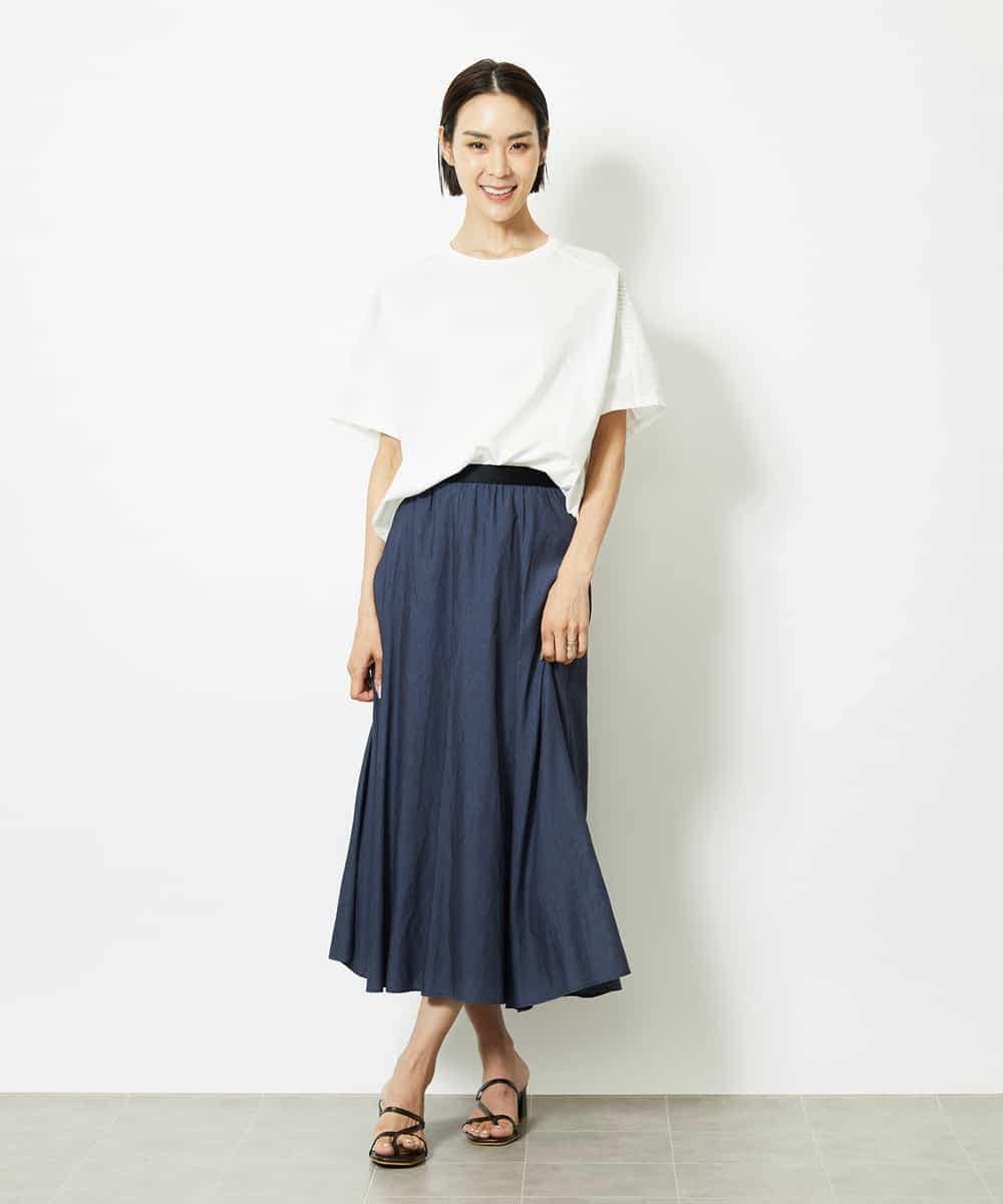 FMKJA05180 MICHEL KLEIN(ミッシェルクラン) [セットアップ対応]トリオシアーチェックカットソー ブラック