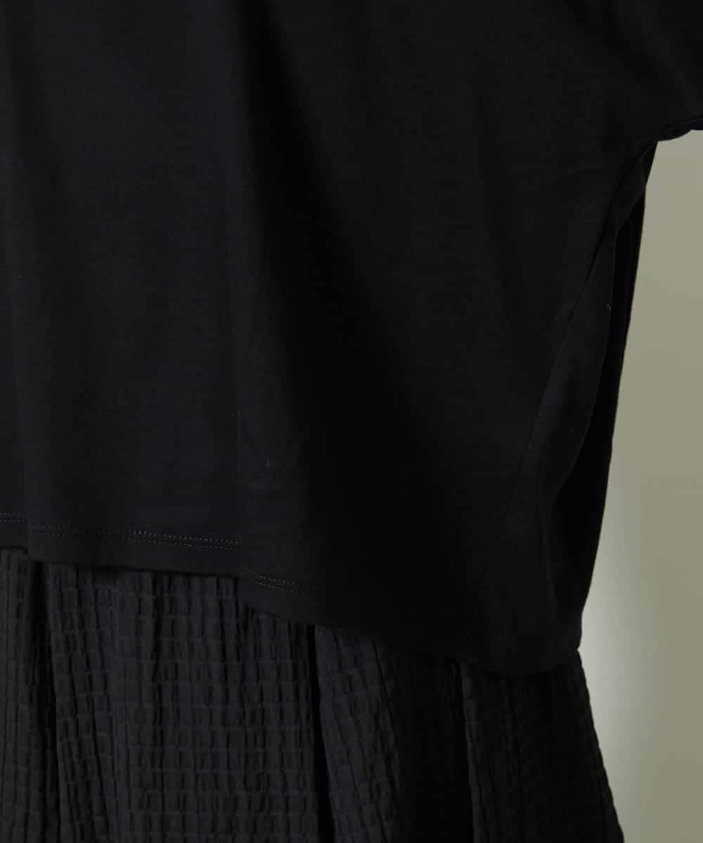 FMKJA05180 MICHEL KLEIN(ミッシェルクラン) [セットアップ対応]トリオシアーチェックカットソー ブラック