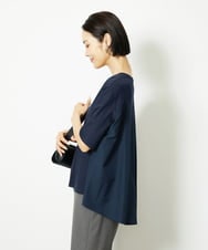FMKJA32160 MICHEL KLEIN(ミッシェルクラン) [接触冷感]異素材バックフレアカットソー ネイビー