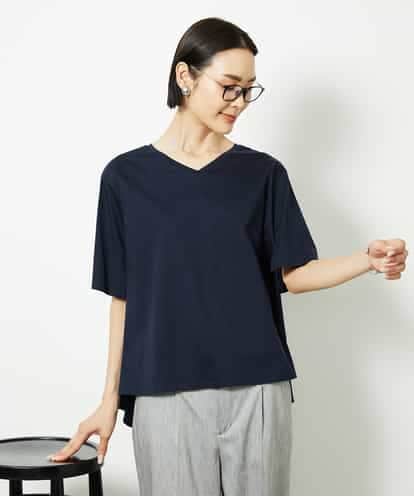 FMKJA32160 MICHEL KLEIN [接触冷感]異素材バックフレアカットソー