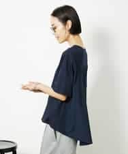 FMKJA32160 MICHEL KLEIN(ミッシェルクラン) [接触冷感]異素材バックフレアカットソー ネイビー