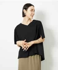 FMKJA32160 MICHEL KLEIN(ミッシェルクラン) [接触冷感]異素材バックフレアカットソー ネイビー
